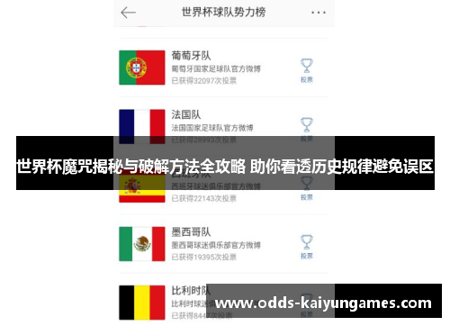 世界杯魔咒揭秘与破解方法全攻略 助你看透历史规律避免误区